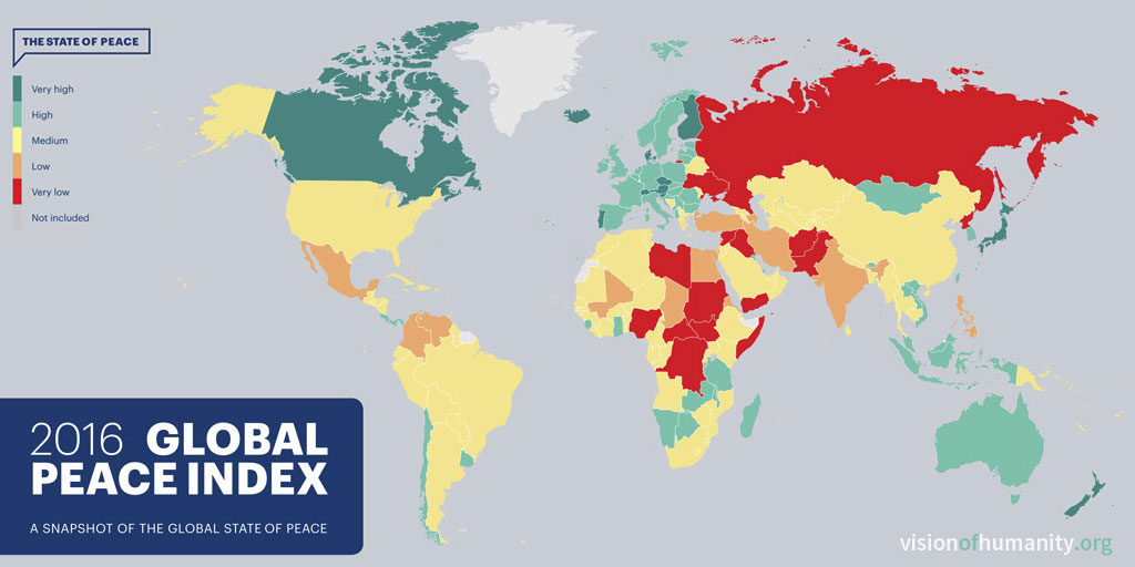 Les 5 pays les plus dangereux et les 5 plus paisibles