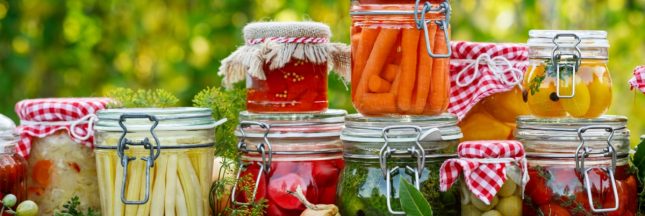 Des conserves maison avec des fruits et légumes d'été