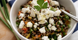 Recette de salade tiède de lentilles à la ricotta